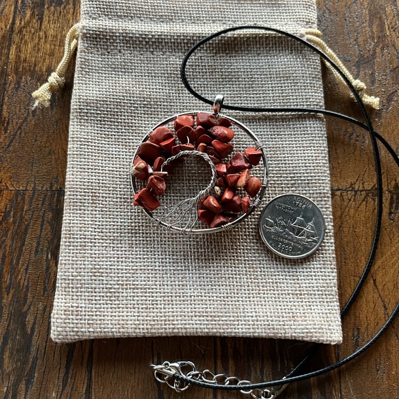Large Red Jasper Necklace Tree Of Life Necklace - Picture 2 of 3
